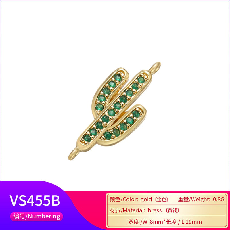 ZHUKOU 8x19mm arany színű kaktusz növény csatlakozók ékszerkészítéshez nyaklánc karkötő ékszer kiegészítők modell:VS455