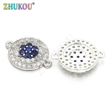 13mm Micro Pave CZ Round Circle Charms Connector for Diy Jewelry Findings, Τρύπα: 1mm, Μοντέλο: VS71