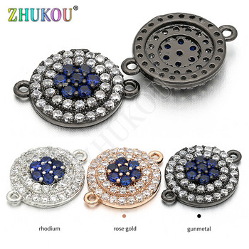 13mm Micro Pave CZ Round Circle Charms Connector for Diy Jewelry Findings, Τρύπα: 1mm, Μοντέλο: VS71