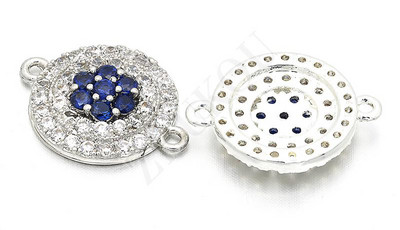 13mm Micro Pave CZ Round Circle Charms Connector for Diy Jewelry Findings, Τρύπα: 1mm, Μοντέλο: VS71