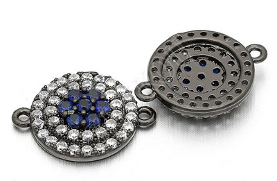 13mm Micro Pave CZ Round Circle Charms Connector for Diy Jewelry Findings, Τρύπα: 1mm, Μοντέλο: VS71