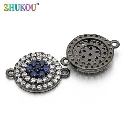 13mm Micro Pave CZ Round Circle Charms Connector for Diy Jewelry Findings, Τρύπα: 1mm, Μοντέλο: VS71