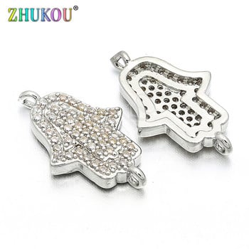 11*18 χιλιοστά ορείχαλκος κυβικό ζιρκόνιο Lucky Hamasa Hand Charms Μενταγιόν DIY Κοσμήματα Βραχιόλι κολιέ Κατασκευή, Μοντέλο: VS32