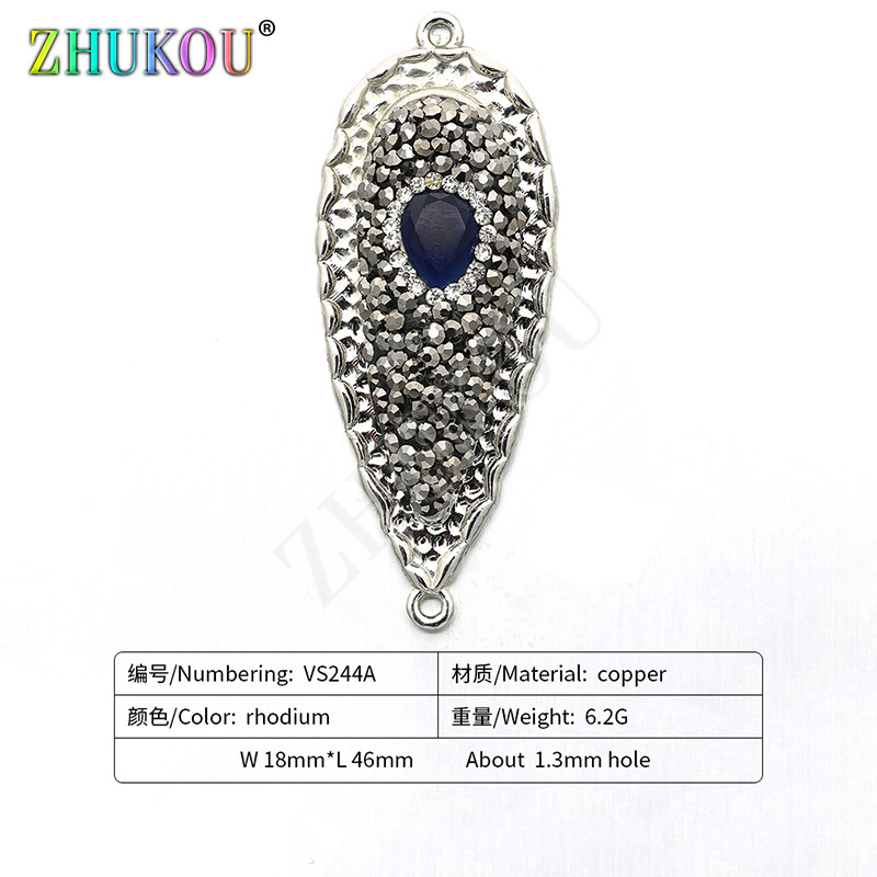 18 * 46 mm-es sárgaréz cirkónium bűbáj csatlakozók, barkács ékszerleletek, lyuk: 1,3 mm, modell: VS244