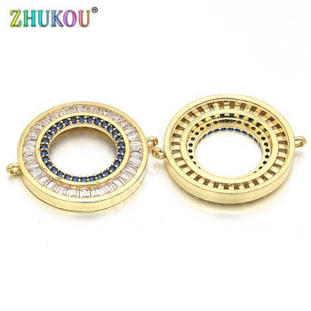 19 χιλιοστά ορείχαλκο CZ Round Circle Charms Connectors DIY κοσμήματα Βραχιόλι κολιέ κατασκευή, μοντέλο: VS69