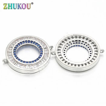 19 χιλιοστά ορείχαλκο CZ Round Circle Charms Connectors DIY κοσμήματα Βραχιόλι κολιέ κατασκευή, μοντέλο: VS69