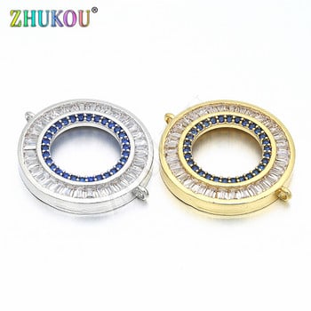 19 χιλιοστά ορείχαλκο CZ Round Circle Charms Connectors DIY κοσμήματα Βραχιόλι κολιέ κατασκευή, μοντέλο: VS69