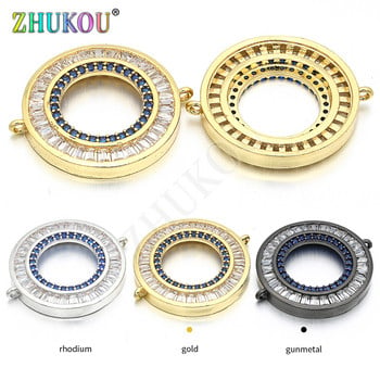 19 χιλιοστά ορείχαλκο CZ Round Circle Charms Connectors DIY κοσμήματα Βραχιόλι κολιέ κατασκευή, μοντέλο: VS69