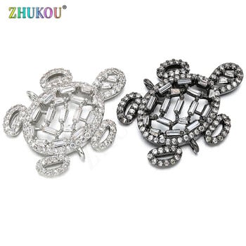 22*28mm ορειχάλκινο χειροποίητο Micro Pave Cubic Zirconia Tortoise Connector DIY Jewelry Findings Accessories, Τρύπα: 1,5mm, Μοντέλο: VS270