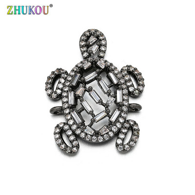 22*28mm ορειχάλκινο χειροποίητο Micro Pave Cubic Zirconia Tortoise Connector DIY Jewelry Findings Accessories, Τρύπα: 1,5mm, Μοντέλο: VS270