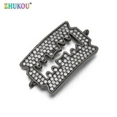 15*27mm Χειροποίητο Ορειχάλκινο Ορθογώνιο Βύσμα Κυβικής Ζιρκονίας DIY Jewelry Findings, Μικτό χρώμα, Τρύπα: 1mm, Μοντέλο: VS262