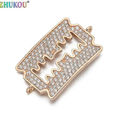 15*27mm Χειροποίητο Ορειχάλκινο Ορθογώνιο Βύσμα Κυβικής Ζιρκονίας DIY Jewelry Findings, Μικτό χρώμα, Τρύπα: 1mm, Μοντέλο: VS262