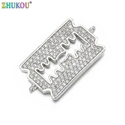 15*27mm Χειροποίητο Ορειχάλκινο Ορθογώνιο Βύσμα Κυβικής Ζιρκονίας DIY Jewelry Findings, Μικτό χρώμα, Τρύπα: 1mm, Μοντέλο: VS262