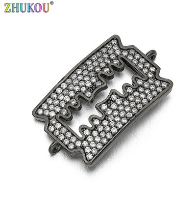 15*27mm Χειροποίητο Ορειχάλκινο Ορθογώνιο Βύσμα Κυβικής Ζιρκονίας DIY Jewelry Findings, Μικτό χρώμα, Τρύπα: 1mm, Μοντέλο: VS262