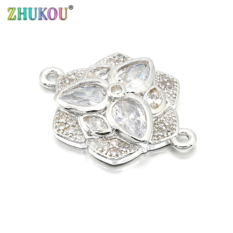 16 * 23 mm-es sárgaréz, kézzel készített cirkónium medál csatlakozó barkács ékszerlelet készítéséhez, furat: 1 mm, modell: VS176