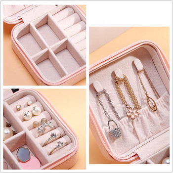 Jewelry Organizer Display Travel Jewelry Case Boxes Φορητό κοσμηματοπωλείο Φερμουάρ Δερμάτινο Αποθήκευση Joyeros Organizador De Joyas