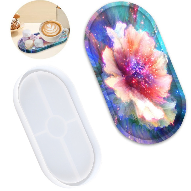  Ovaalne kandik Epoksiidvaigust vormiplaat Nõude valamine silikoonvorm DIY käsitöö ehete organiseerija hoidiku valmistamise tööriist