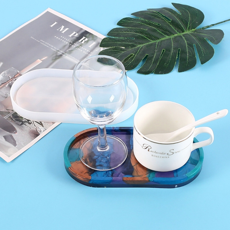  Ovaalne kandik Epoksiidvaigust vormiplaat Nõude valamine silikoonvorm DIY käsitöö ehete organiseerija hoidiku valmistamise tööriist