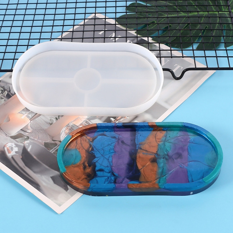  Ovaalne kandik Epoksiidvaigust vormiplaat Nõude valamine silikoonvorm DIY käsitöö ehete organiseerija hoidiku valmistamise tööriist
