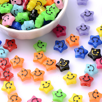 50/100/200 τμχ Μικτό χρώμα Star Smiley Ακρυλικές χάντρες Loose Spacer Beads for Jewelry Making Diy κολιέ αξεσουάρ