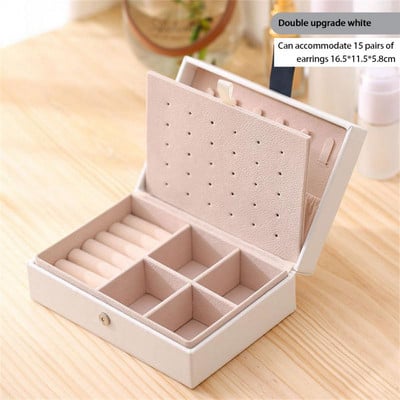 23*17CM papuošalų vitrinos odinė didelės talpos auskarų žiedų saugykla su skylutėmis papuošalų dėklas Moteriška dovanų dėžutė