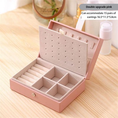 23*17CM papuošalų vitrinos odinė didelės talpos auskarų žiedų saugykla su skylutėmis papuošalų dėklas Moteriška dovanų dėžutė