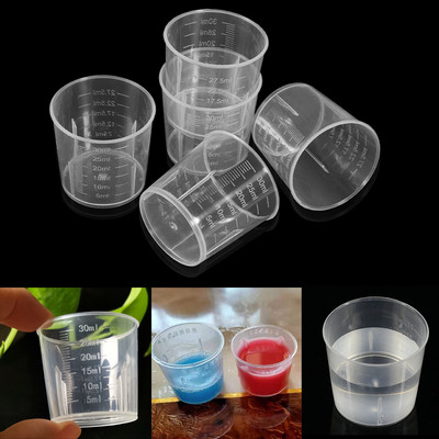 20Pcs 30ml Clear Plastic Liquid Measuring Cup Εργαστηριακά σκεύη κυλίνδρου με ζυγαριά για εργαλεία καλουπιών σιλικόνης από εποξειδική ρητίνη UV