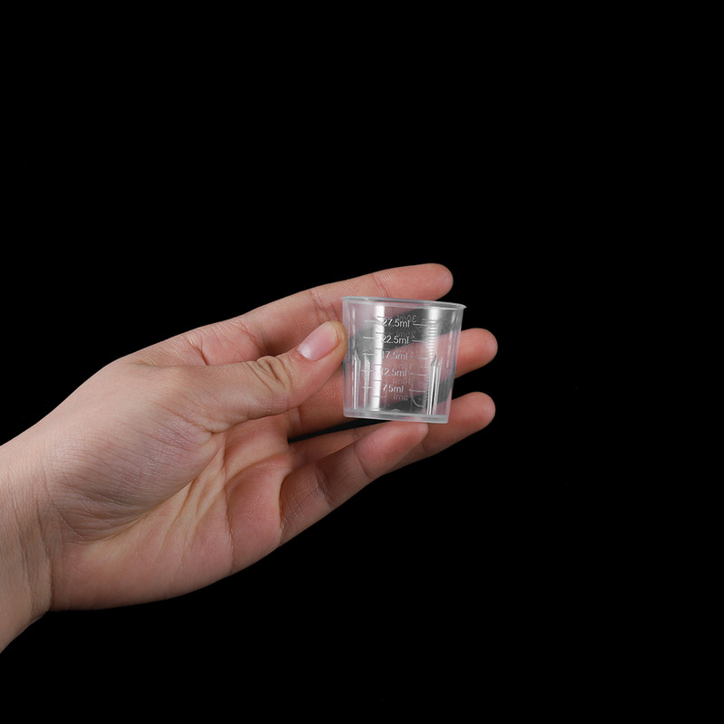 20 vnt 30 ml skaidraus plastiko skysčio matavimo puodeliai cilindriniai laboratoriniai indai su svarstyklėmis UV epoksidinės dervos silikono liejimo įrankiams