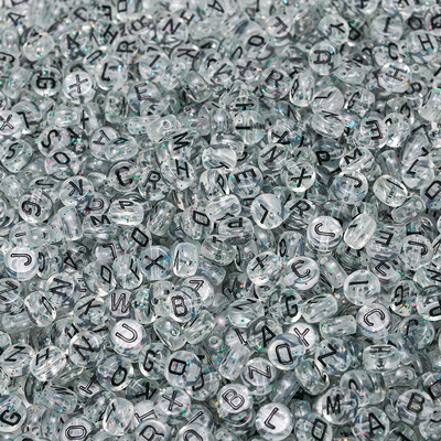 100 kom/4*7 mm akrilne prozirne zlatne svjetlucave mješovite okrugle višebojne perle sa slovima DIY ručno izrađene labave perle Izrada nakita