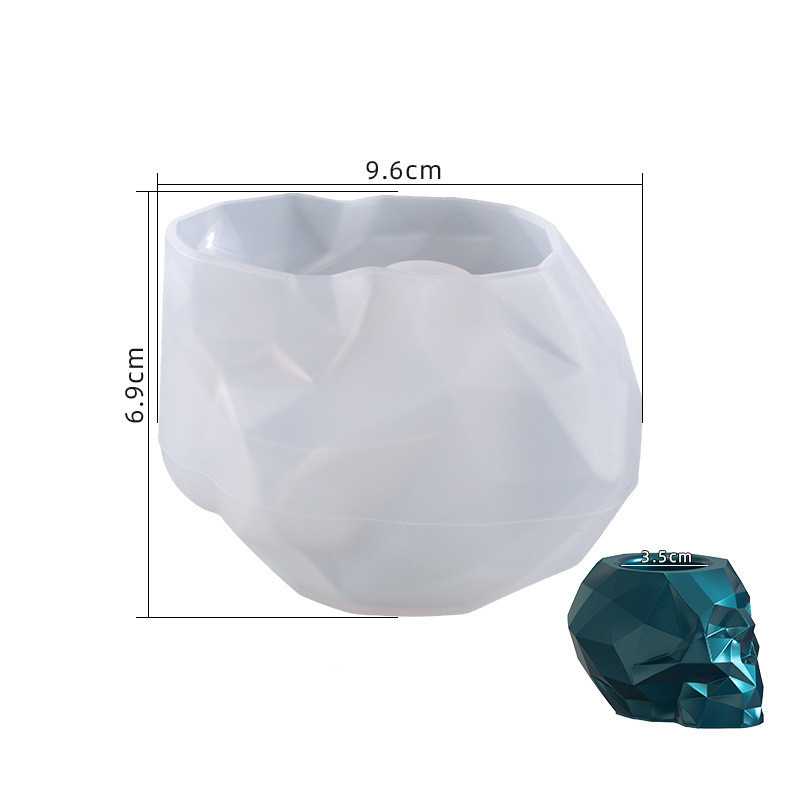 Briaunuotas kaukolės rašiklio laikiklis, sultingas gėlių vazonas, silikoninė forma „pasidaryk pats“ kristalinė epoksidinės dervos forma