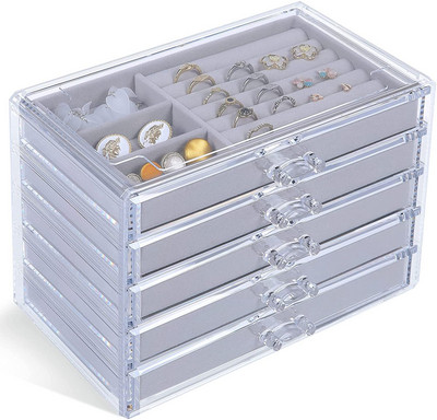 Mados akrilo papuošalų laikymo dėžutės laikiklis mergaitei žiedas karoliai stalčius karoliukų plastikinis laikymo indas Dovana