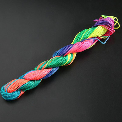 24m 1mm Mišri spalva Nailonas Juodas Rattail Satinas Kiniškas mazgas Šilkas Makramo Virvelė Karoliukai Pinti styginiai Siūlai Pasidaryk pats Priedai