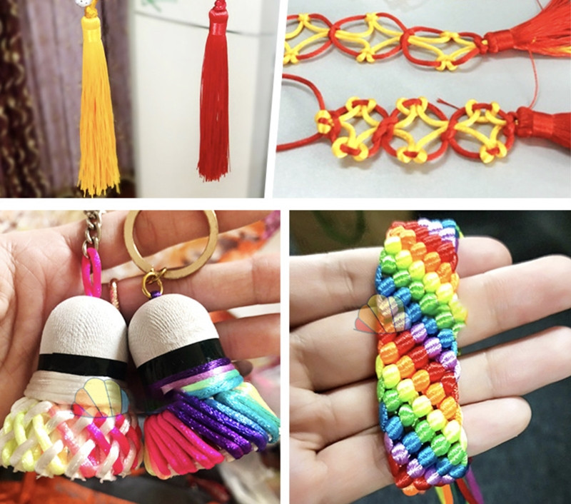 24m 1mm Mišri spalva Nailonas Juodas Rattail Satinas Kiniškas mazgas Šilkas Makramo Virvelė Karoliukai Pinti styginiai Siūlai Pasidaryk pats Priedai