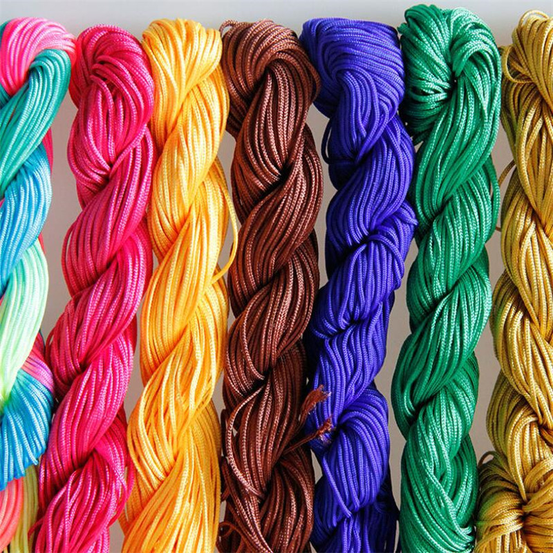 24m 1mm Mišri spalva Nailonas Juodas Rattail Satinas Kiniškas mazgas Šilkas Makramo Virvelė Karoliukai Pinti styginiai Siūlai Pasidaryk pats Priedai