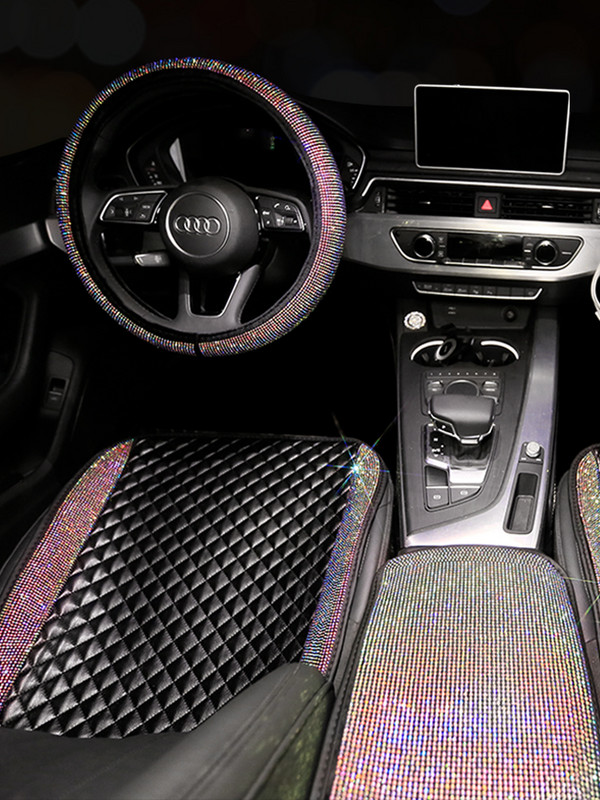 Bling Diamond automobilio sėdynės pagalvėlė, odinė automobilių sėdynių užvalkalų apsauga, keturių sezonų pliušiniai automobilių priedai mergaitėms, moterims