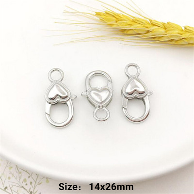 10 vnt Širdies omarų užsegimo kabliuko segtukas, spyruoklinis užsegimas, skirtas „pasidaryk pats“ raktų pakabuko papuošalams, raktų pakabukų laikikliui, gaminimo reikmenims