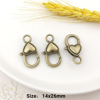 10 vnt Širdies omarų užsegimo kabliuko segtukas, spyruoklinis užsegimas, skirtas „pasidaryk pats“ raktų pakabuko papuošalams, raktų pakabukų laikikliui, gaminimo reikmenims