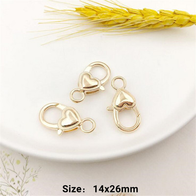 10 vnt Širdies omarų užsegimo kabliuko segtukas, spyruoklinis užsegimas, skirtas „pasidaryk pats“ raktų pakabuko papuošalams, raktų pakabukų laikikliui, gaminimo reikmenims