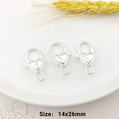 10 vnt Širdies omarų užsegimo kabliuko segtukas, spyruoklinis užsegimas, skirtas „pasidaryk pats“ raktų pakabuko papuošalams, raktų pakabukų laikikliui, gaminimo reikmenims