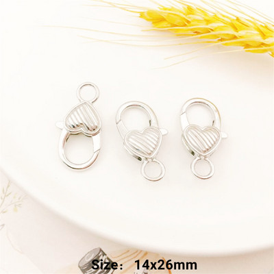 10 vnt Širdies omarų užsegimo kabliuko segtukas, spyruoklinis užsegimas, skirtas „pasidaryk pats“ raktų pakabuko papuošalams, raktų pakabukų laikikliui, gaminimo reikmenims