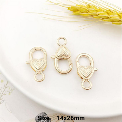 10 vnt Širdies omarų užsegimo kabliuko segtukas, spyruoklinis užsegimas, skirtas „pasidaryk pats“ raktų pakabuko papuošalams, raktų pakabukų laikikliui, gaminimo reikmenims