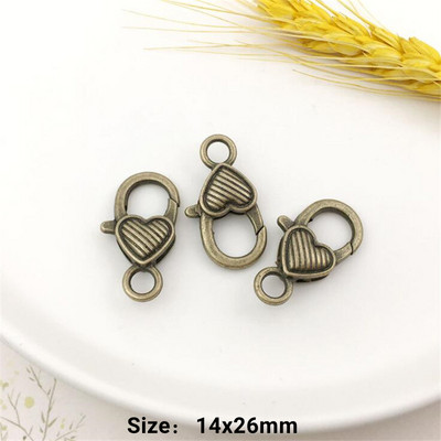 10 vnt Širdies omarų užsegimo kabliuko segtukas, spyruoklinis užsegimas, skirtas „pasidaryk pats“ raktų pakabuko papuošalams, raktų pakabukų laikikliui, gaminimo reikmenims