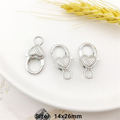 10 vnt Širdies omarų užsegimo kabliuko segtukas, spyruoklinis užsegimas, skirtas „pasidaryk pats“ raktų pakabuko papuošalams, raktų pakabukų laikikliui, gaminimo reikmenims