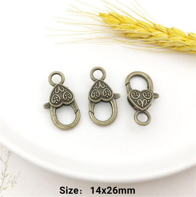 10 vnt Širdies omarų užsegimo kabliuko segtukas, spyruoklinis užsegimas, skirtas „pasidaryk pats“ raktų pakabuko papuošalams, raktų pakabukų laikikliui, gaminimo reikmenims