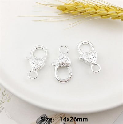 10 vnt Širdies omarų užsegimo kabliuko segtukas, spyruoklinis užsegimas, skirtas „pasidaryk pats“ raktų pakabuko papuošalams, raktų pakabukų laikikliui, gaminimo reikmenims