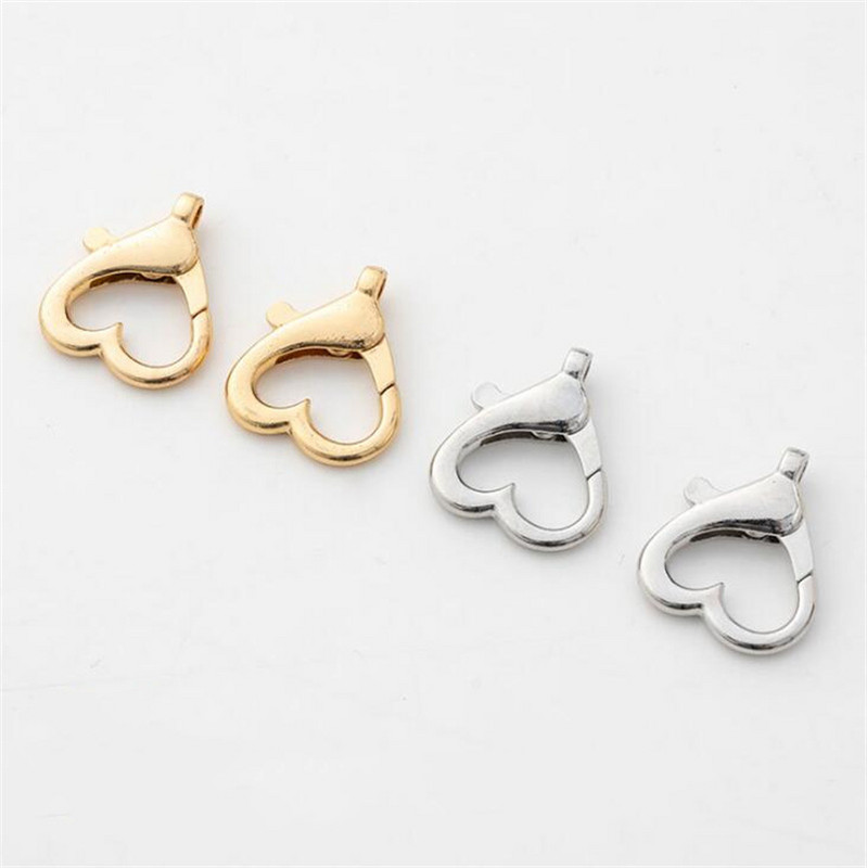 10 vnt Širdies omarų užsegimo kabliuko segtukas, spyruoklinis užsegimas, skirtas „pasidaryk pats“ raktų pakabuko papuošalams, raktų pakabukų laikikliui, gaminimo reikmenims