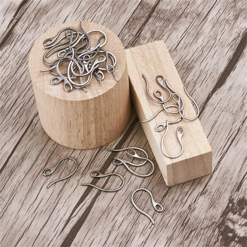 20 vnt. 304 nerūdijančio plieno auskarų kabliukai 22x12x1 mm su kilpine skylute auskarų vielos išvados, skirtos „pasidaryk pats“ kabančių auskarų papuošalų gamybai