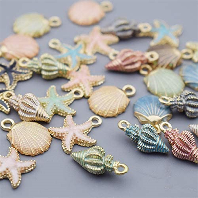 10db Sea Shell Charm Zománc Kawaii medál barkács nyaklánc fülbevaló, kézzel készített ékszer kézműves anyagok készítési kellékek nagykereskedelme