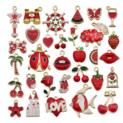 10 vnt. Įvairūs padengti emaliu Gyvūnai Augalai Vaisiai Mėnulio Žvaigždė Atsitiktiniai Charms Pakabukai „Pasidaryk pats“ karoliai, apyrankės papuošalai