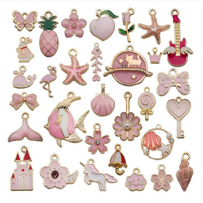10 vnt. Įvairūs padengti emaliu Gyvūnai Augalai Vaisiai Mėnulio Žvaigždė Atsitiktiniai Charms Pakabukai „Pasidaryk pats“ karoliai, apyrankės papuošalai
